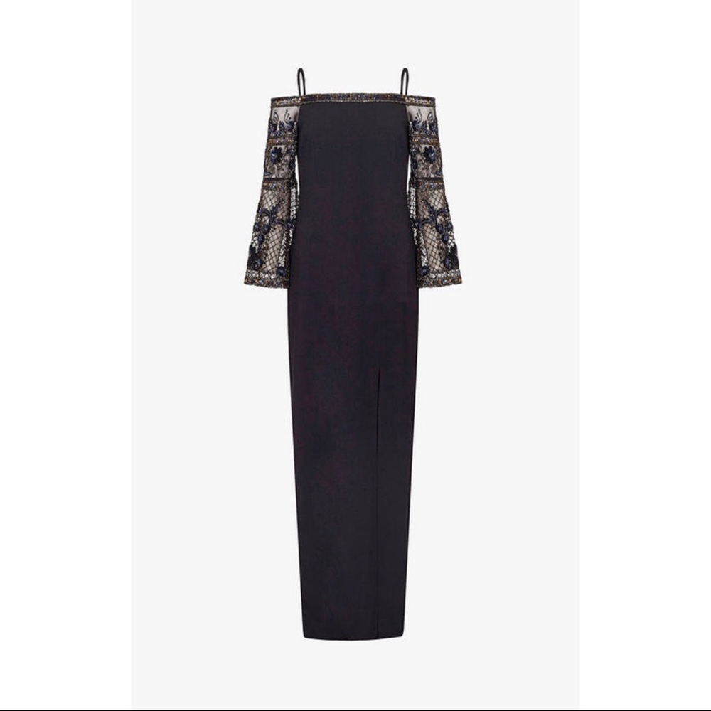 Adrianna Papell Beaded Bell Sleeve Gown Size 6